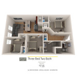 3 bed 2 bath 2nd 3rd floor