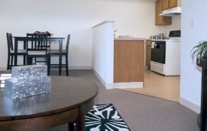 Rivers Edge - Off-campus Student Apartments standard kitchen and living